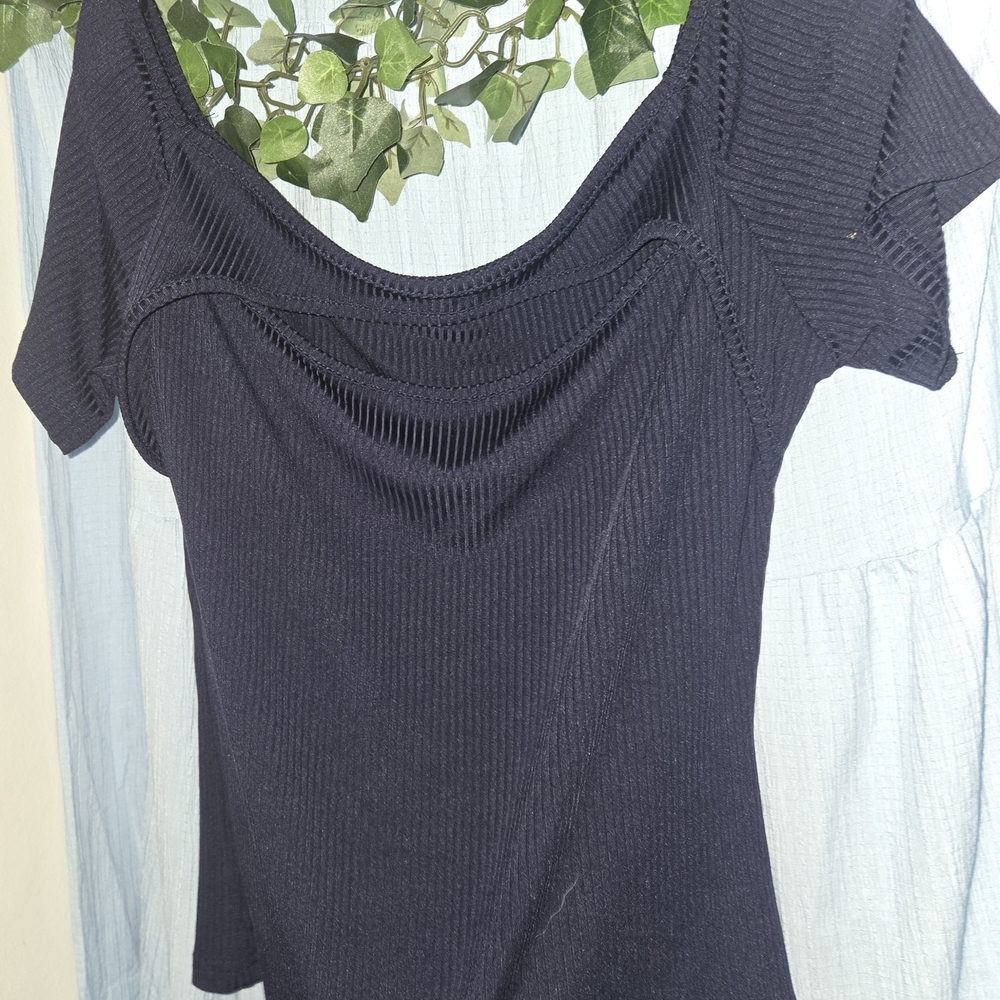 SHEIN Black Ribbed Women's Blouse